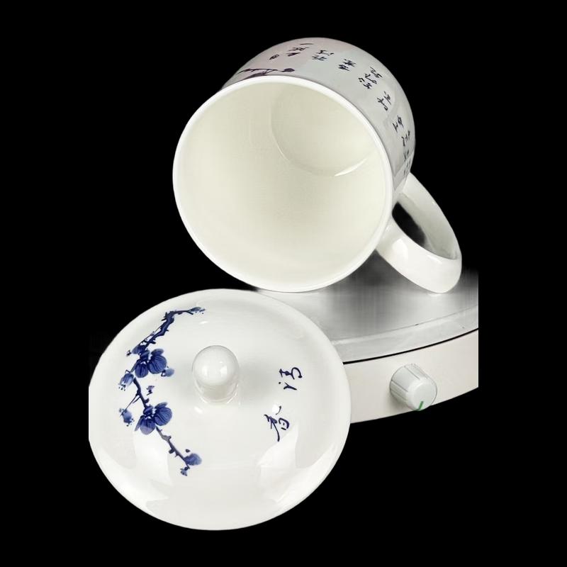 Plum Blossom Ceramic Mug with Lid