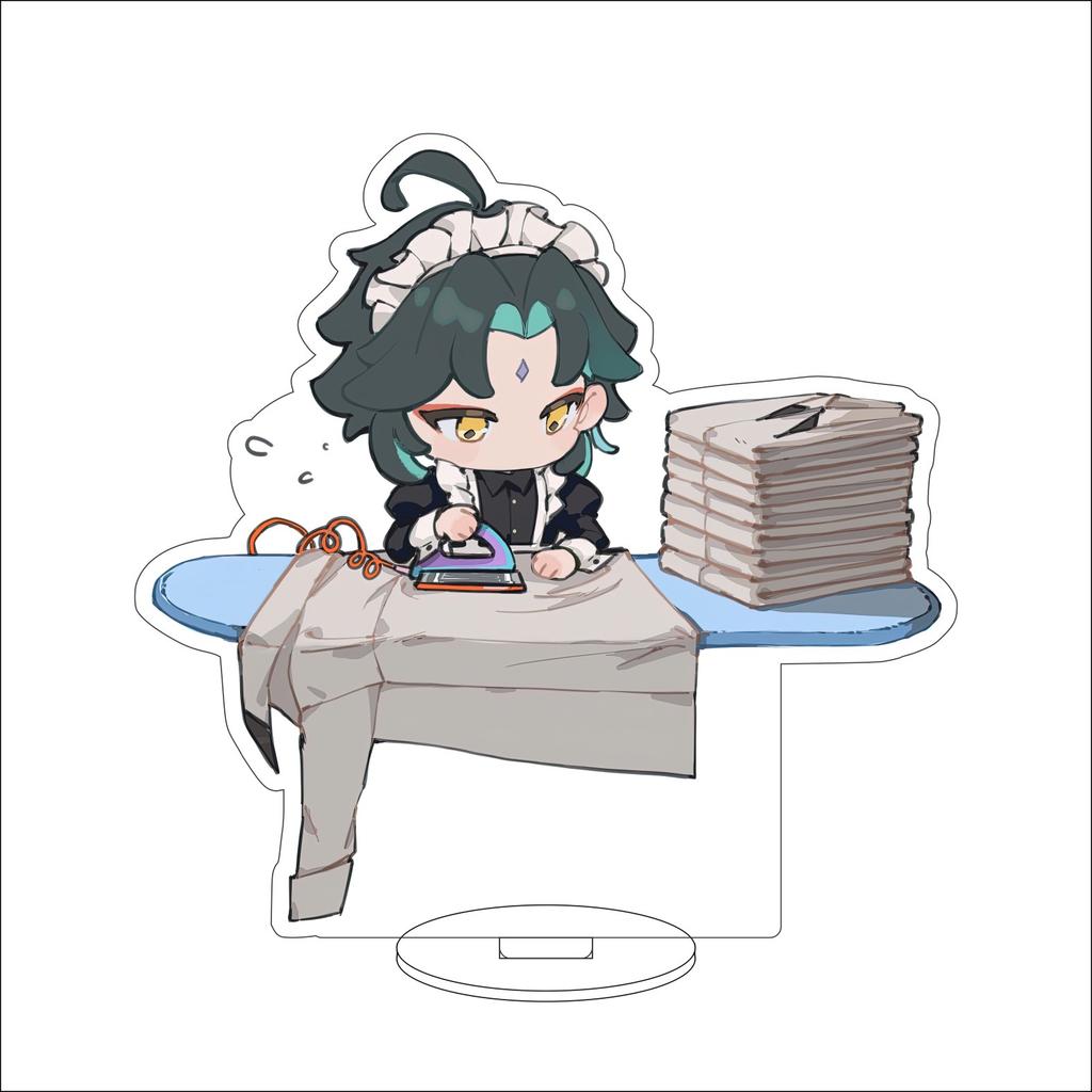 10CM Anime Genshin Impact Figure Stand Model Xiao Cute Desk Decor Standing Sign Gifts