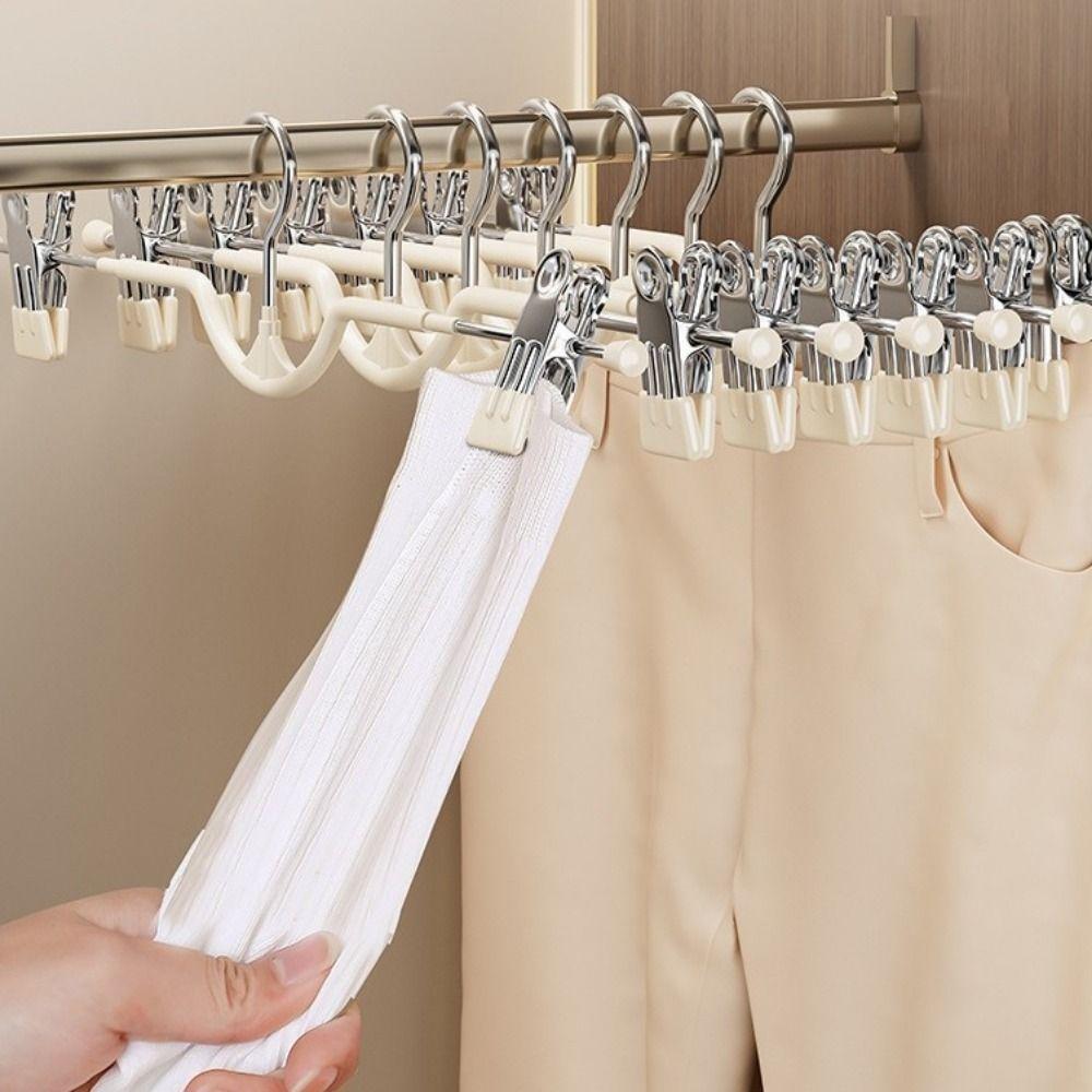10PCS PVC Dipped Short Neck Trouser Clip Non-slip Adjustable Trouser Hanger  Wardrobe
