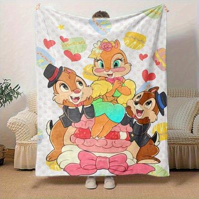 1pc,Charming Chip 'n' Dale Blanket Perfect for Home Decor, Couch Cover, Outdoor Use, Travel