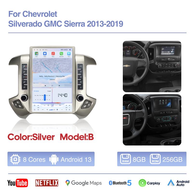 NEW 14.4inch Car MultimediaVideoPlayer For Chevrolet Silverado GMC Sierra 2013-2019 Android13 GPS Navigation Carplay 4G Wifi 360