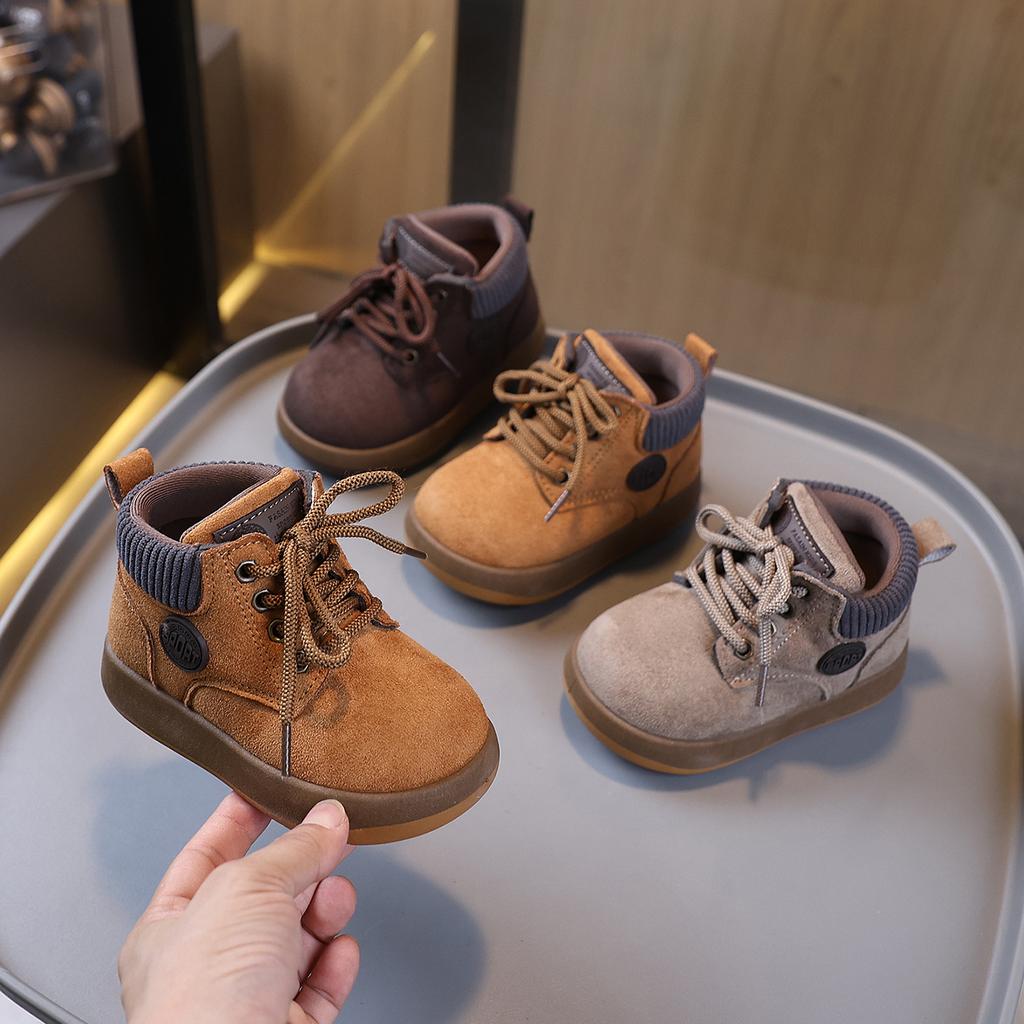 Children's short boots 2025 autumn new boys British style Martin boots girls retro leather boots baby fashion single boots