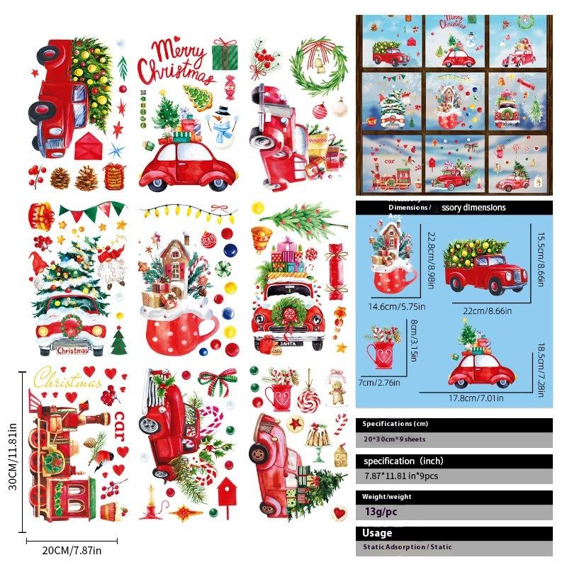 Santa Claus Christmas Ornaments Static Stickers Window Grilles Scene Arrangement Glass Doors Stickers Windows