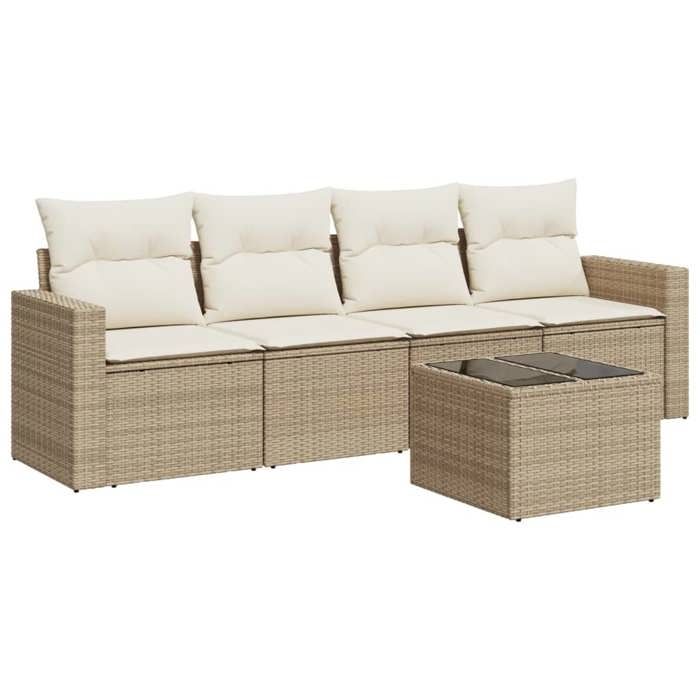 VidaXL Garden Lounge Set with Cushions 5 Pcs Beige Braided Resin 3251025
