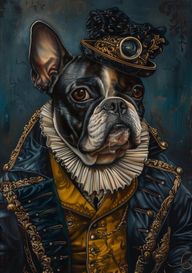 Premium Vintage Royal Animal Pet Portrait Posters and Prints Canvas Printing Wall Art Picture for Living Room Home Decor Gifts