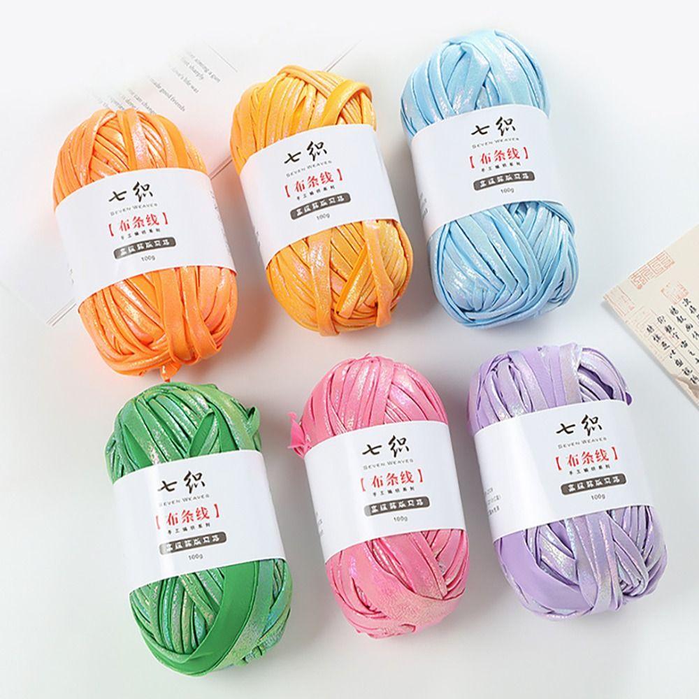 DIY Metallic Metallic Crochet Yarn Shiny Imitation Leather Imitation Leather Yarn Soft Fabric Yarn T-Shirt Craft