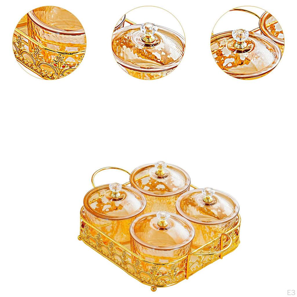 Dried Fruit Plate Appetizer Serving Tray with Stand Multipurpose Nordic Candy Nuts Dish Lid for