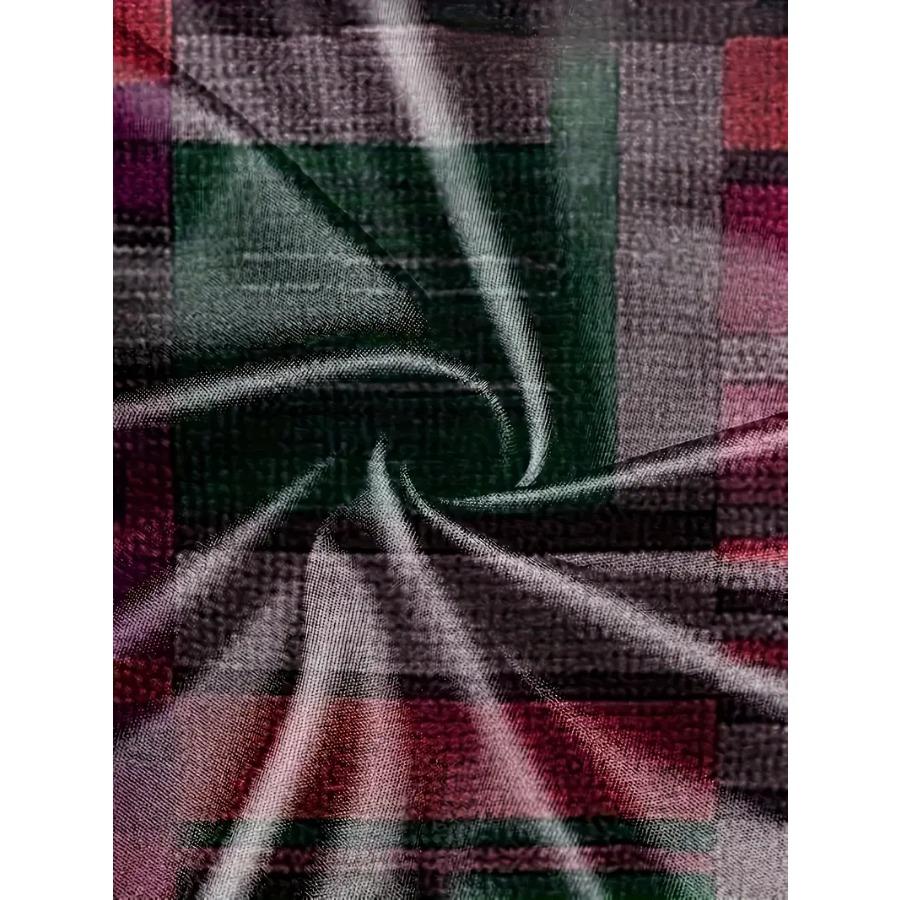 Men's Vibrant Plaid Crew Neck Long Sleeve T-Shirt - Soft, Breathable Comfortable Spring and Autumn Outdoor Activities and Sports - Perfect for Casual