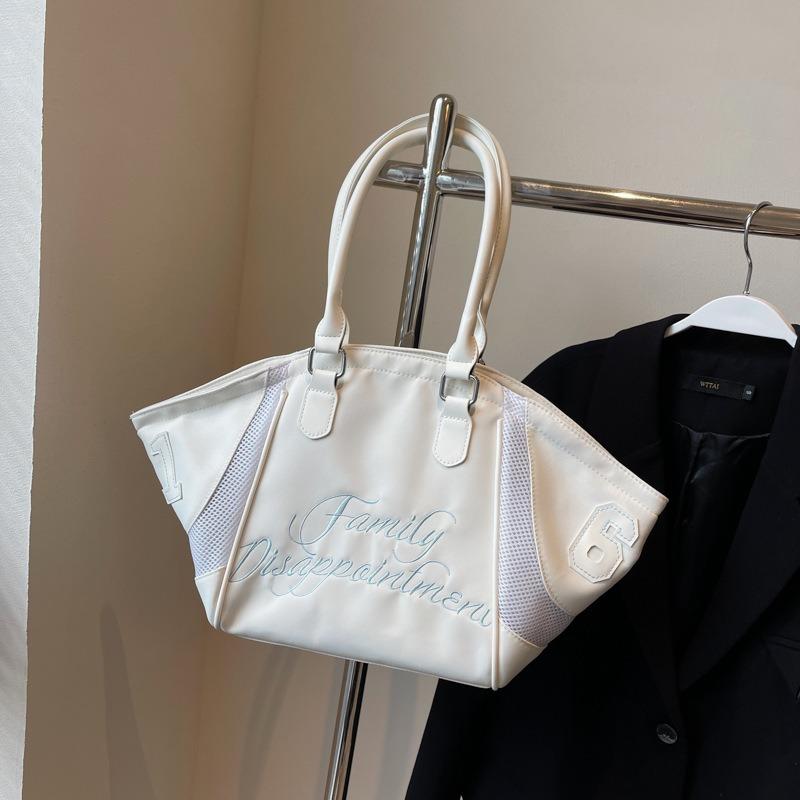 Large capacity handbag bag women's new embroidered letters shoulder messenger bag commuter casual tote bag simple