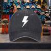 Lightning Bolt Washed Baseball Cap Unisex Adjustable Cotton Vintage Streetwear Hat