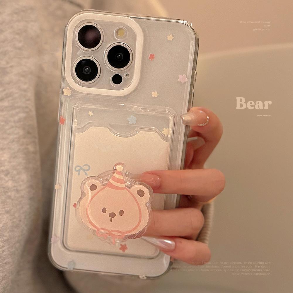 Cartoon Bear Card Holder Phone Case