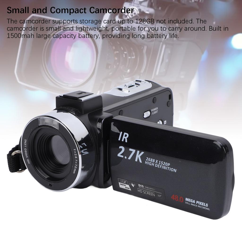 Cameră video Cameră video 2.7K Aparat foto digital Recorder 48MP Ecran TFT cu rotație de 3,0 inchi 16X Digital