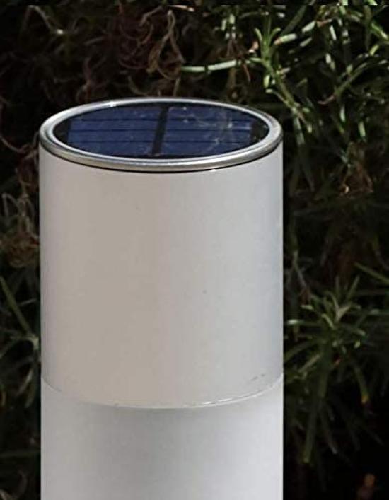 GW Solar [Stylish and Modern Light  Solar Light  7cm Diameter, 50cm Tall Aluminum Pole] [Pole Color: Silver] WhiteWarm White Switch, IPX4, No Wiring