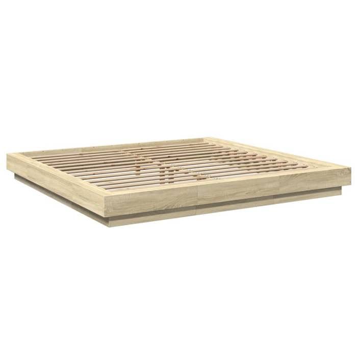 VidaXL Bed Frames Sonoma Oak 180x200 Cm Engineered Wood, Bedroom Furniture, Slatted Base, Pallet Bed, Bed, 3281170