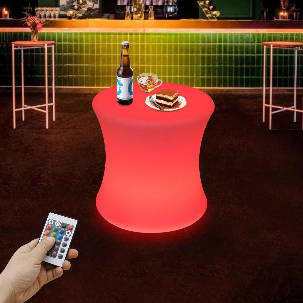 LED Drum-shaped Cube Stool with Rechargeable LED Light, Ambient Light, Night Light Stool 40*40cm,for Bars, Hotels, KTV