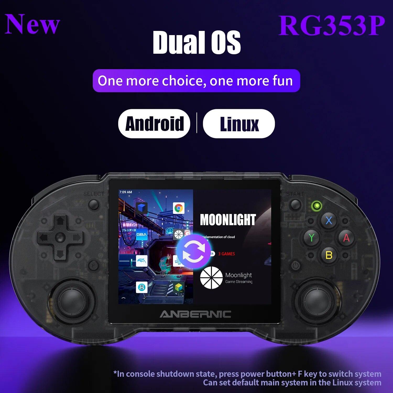 

Портативная игровая консоль RG353P, 3,5-дюймовая двойная ОС, Android Linux RK3566 с BT Wi-Fi, HD-телевизором, ретро-плеер для видеоигр