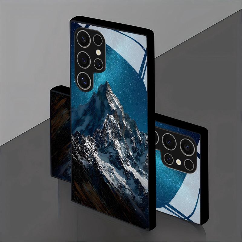 Night Sky Mountain Pattern 2D Phone Case for Samsung Galaxy S26 S25 S24 S23 S22 S21 S20 A55 A54 Tempered Glass Protective Cover
