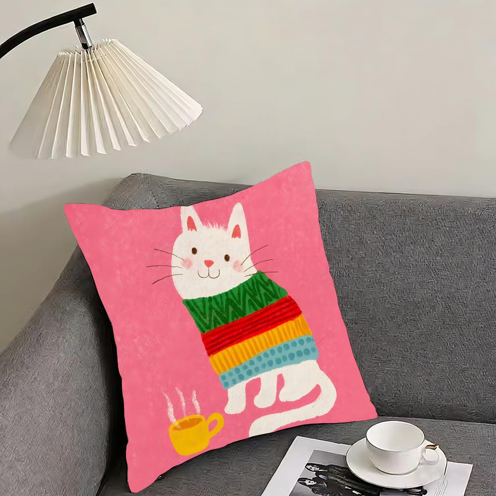 Cat Cute Cushion Cover Pillowcase Ultra Soft Skin Friendly Fabric Cloud Like Comfort  Concealed Zipper