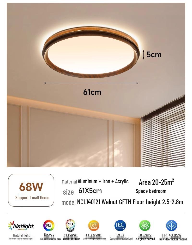 Stropní lampa ve středověkém stylu ořechová: Světlo do dětského a studijního pokoje chránící oči