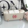 3 Grid Makeup Organizer Large Capacity Clear Lid Storage Box for Swabs Powder Puffs Cosmetics Home Organization Makeup Box