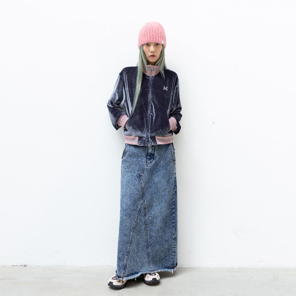 999Hyumeoniti Full Length Denim Skirt (Stone Black)