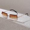 3 piece Set of Fashionable Square Frameless Rectangular Metal Fashion Glasses Suitable for Both Men and Women