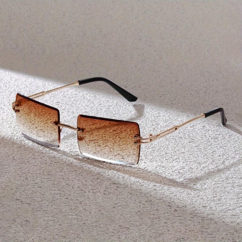 3 piece Set of Fashionable Square Frameless Rectangular Metal Fashion Glasses Suitable for Both Men and Women