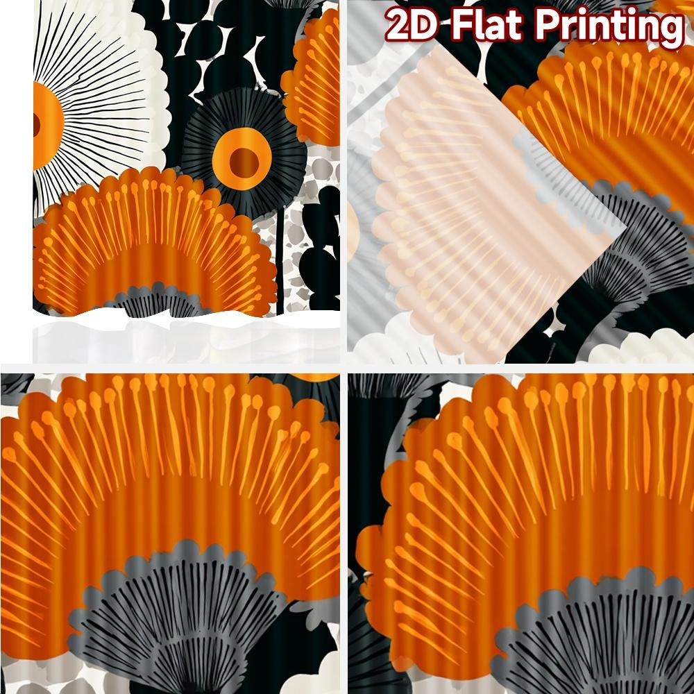 2pcs, 2D FLAT PRINTING Curtains (Without Rod) Geometric Flow(1) Holiday Halloween Christmas Printed Curtains Versatile Polyester