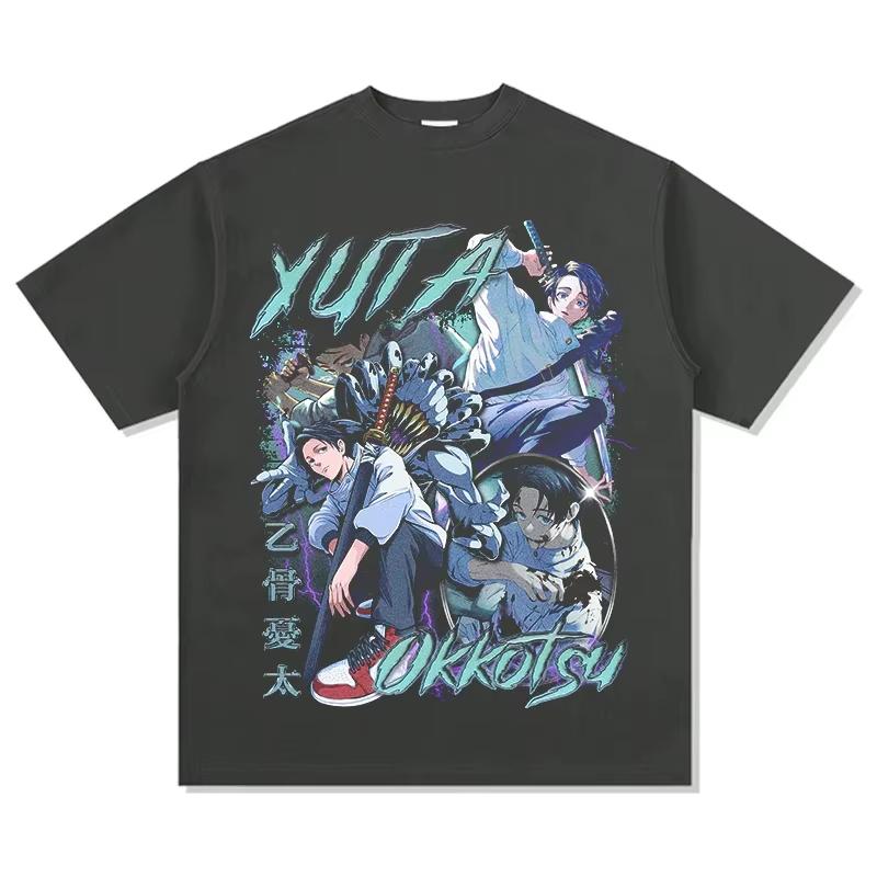 Jujutsu Kaisen Japanischer Anime Reines Baumwoll-T-Shirt, Unisex Sommer Freizeit Sport Streetstyle T-Shirt für Anime-Fans T-Shirt