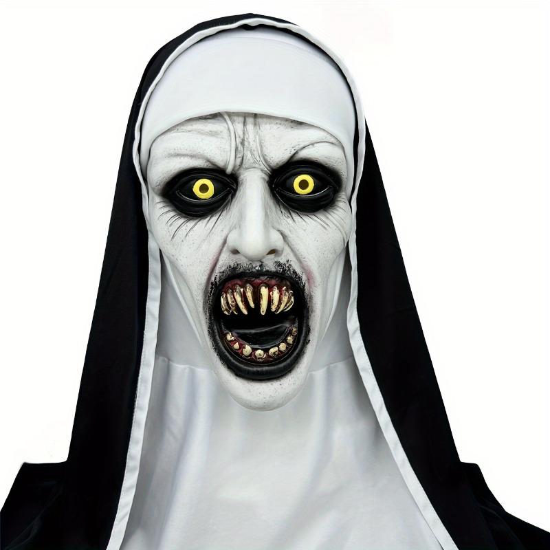 Mask Frightening Nun Costume Synthetic Latex Street Style Horror Accessory Realistic Details Halloween Horror Theme Events