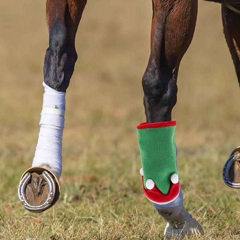 Party Theme Horse Dress Up Set Santa Style Holiday Cap High Quality Horse Santa Hat  Holiday Event