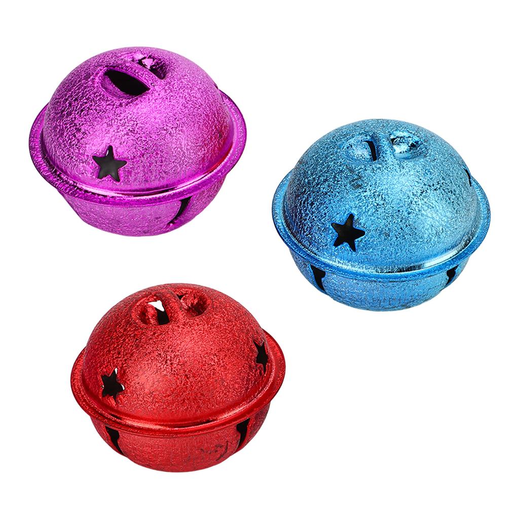 15pcs Jingle Bells Colorful 40mm Iron Material Painted Hollow Pentagram DIY Matte Craft Bells for Jewelry Pendants