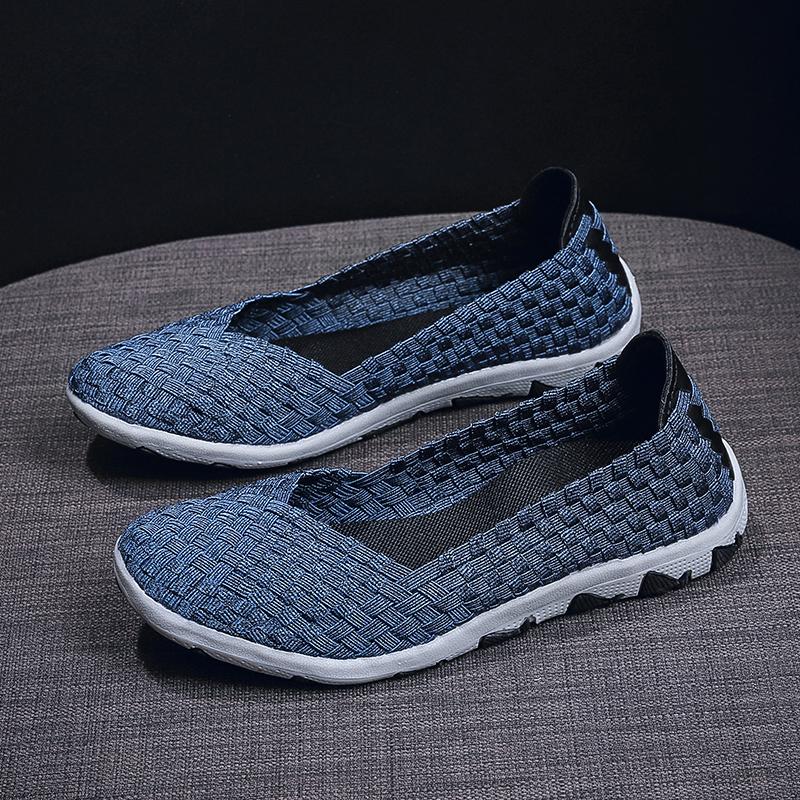 Fashion Summer Women's Handmade Woven Soft Soled Flat Bottomed Colorful Outdoor Fashion Walking Lazy Casual Single Shoes Large Size 42