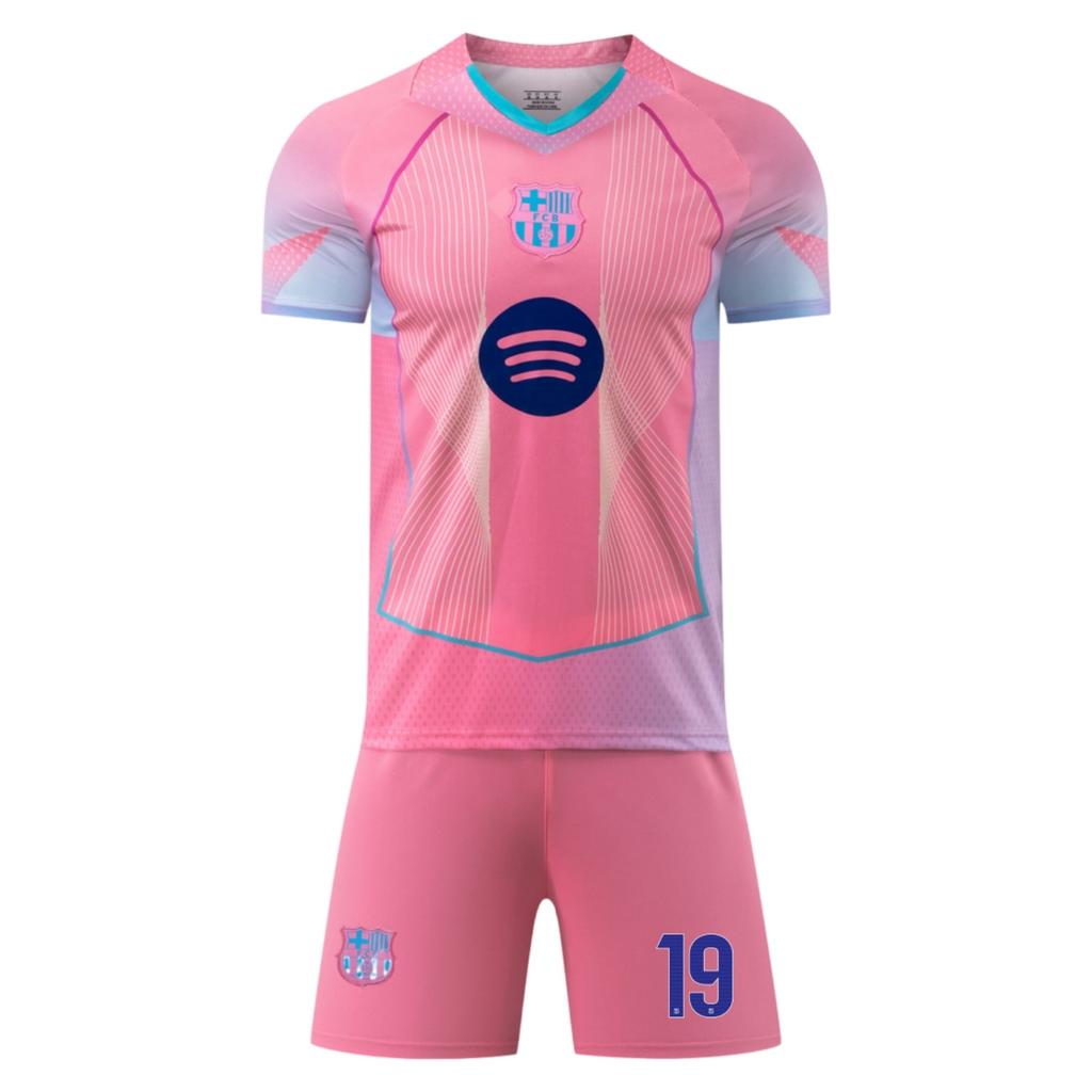 Kids Sports Gear Barcelona Yamal Football Jersey Set YSHT Polyester 160-170cm Pink