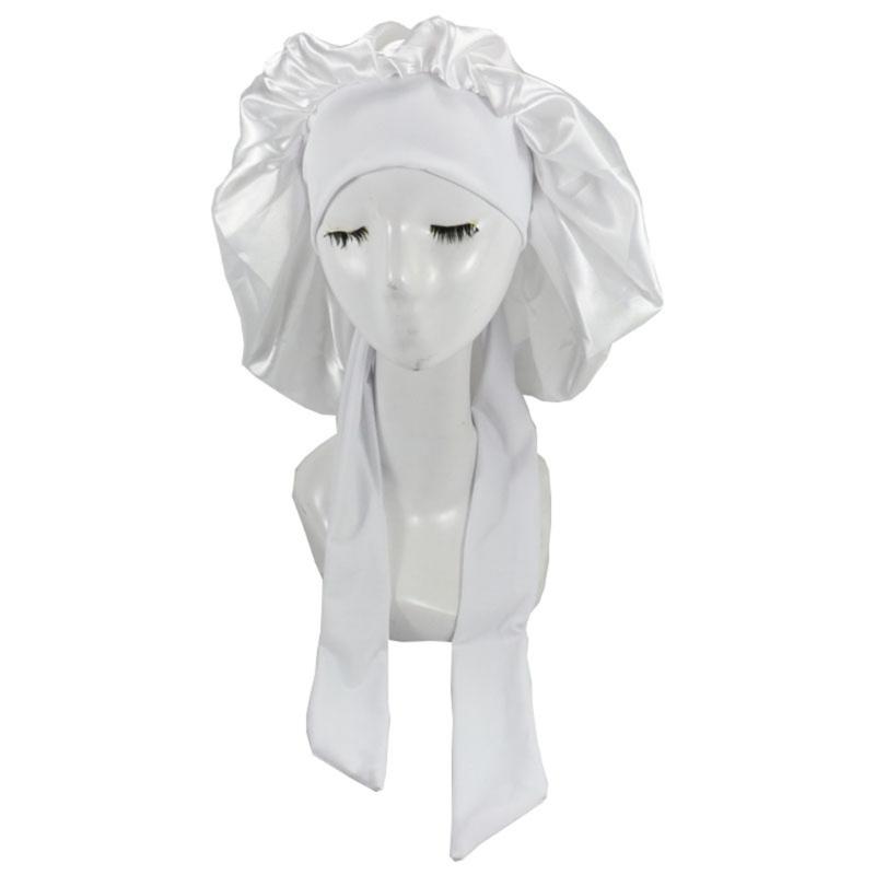 Girls Four Seasons Polyester Satin Sleeping Cap for Women,Silky Bonnet Sleep Hat for Head Wrap Night Elastic Band Headsc