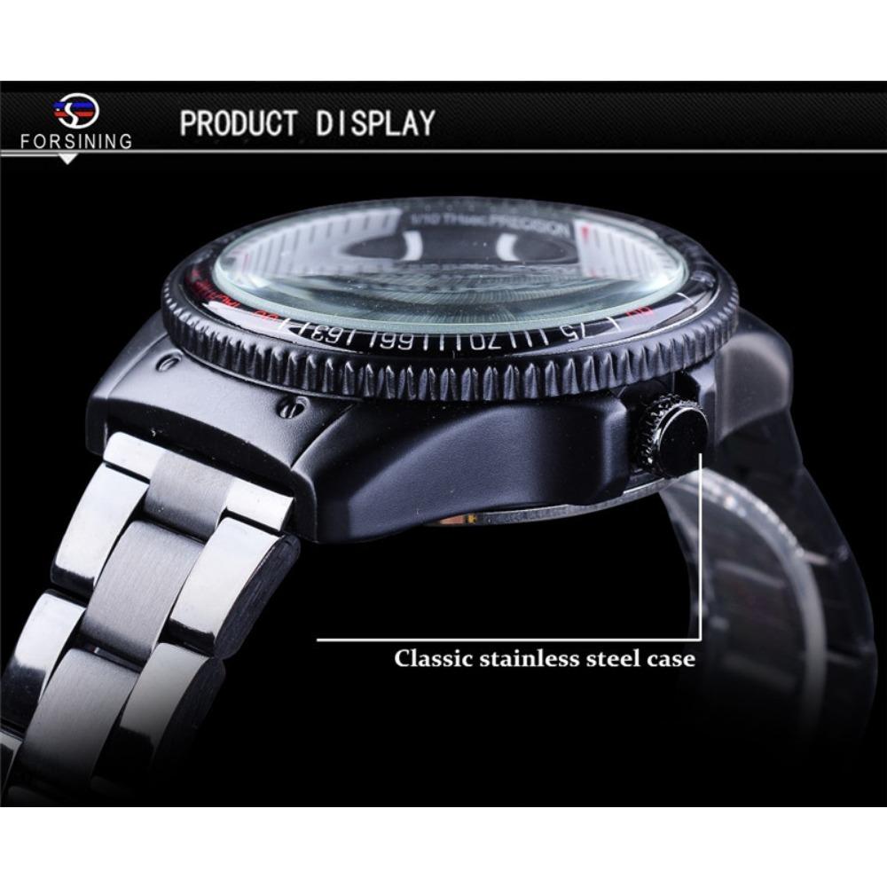 Forsining Men's Fashion Hollow Out Glow-in-the-dark Waterproof Skull Automatic Mechanical Watch