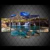 No Framed 5 Panel Waterfall Mountain Landscape Canvas Mural Posters Wall Print Art Pictures Paintings for Living Room Home Decor