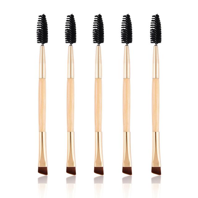 5Pcs Professionelle Schwarz Augenbraue Geneigt Flache Abgewinkelt Pinsel Make-Up-Tool Holz Pol Eyeliner Lidschatten Augenbraue Frauen Kosmetik