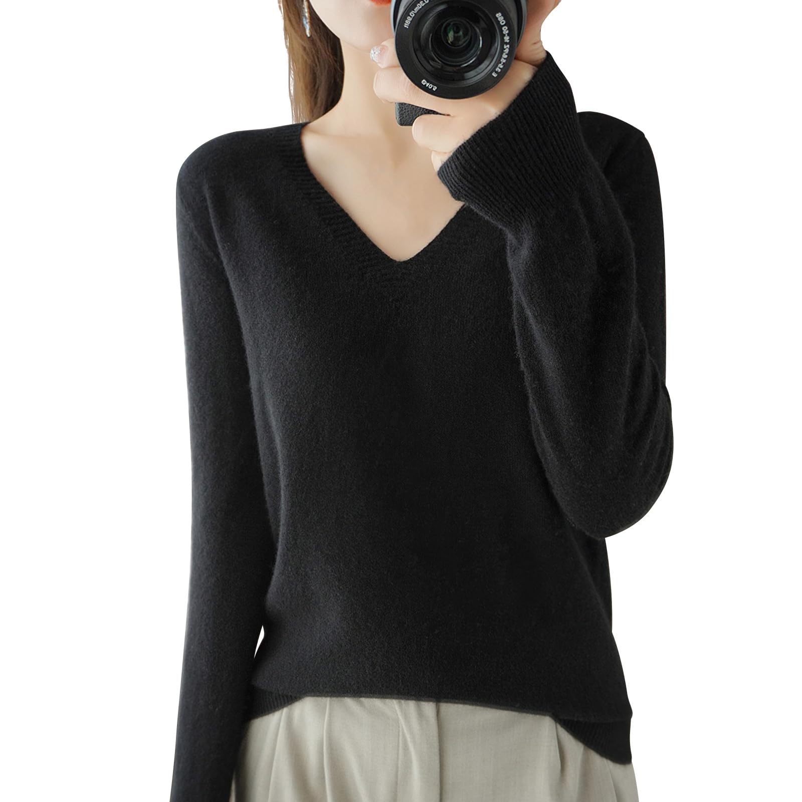 

YUMISS Knit Sweater for off your create a slimming and instantly elevate your Long Smooth to the Available in Seven Colors Women s Fall/Winter [Show чёрный