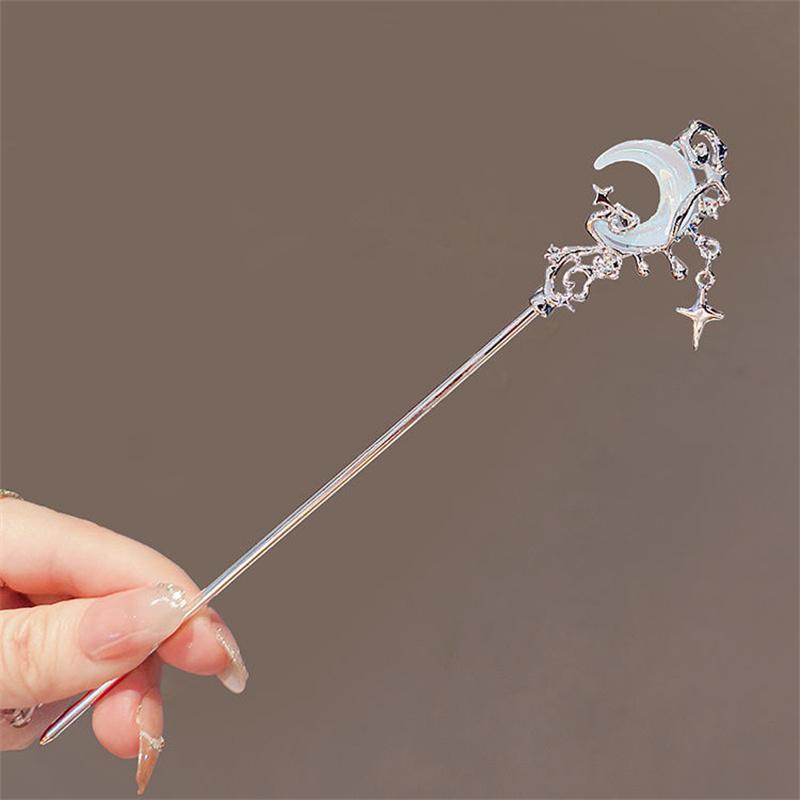 

Vintage Moonstone Star Moon Hair Sticks For Women Girls Chinese Style Tassel Hair Chopsticks Exquisite Hair Accessories Gifts