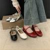 Fashion Spring New Round Toe Women Mary Jane Flats Shoes Shallow Ladies Casual Ballet Shoes Soft Sole Eelgant Leather Shoes