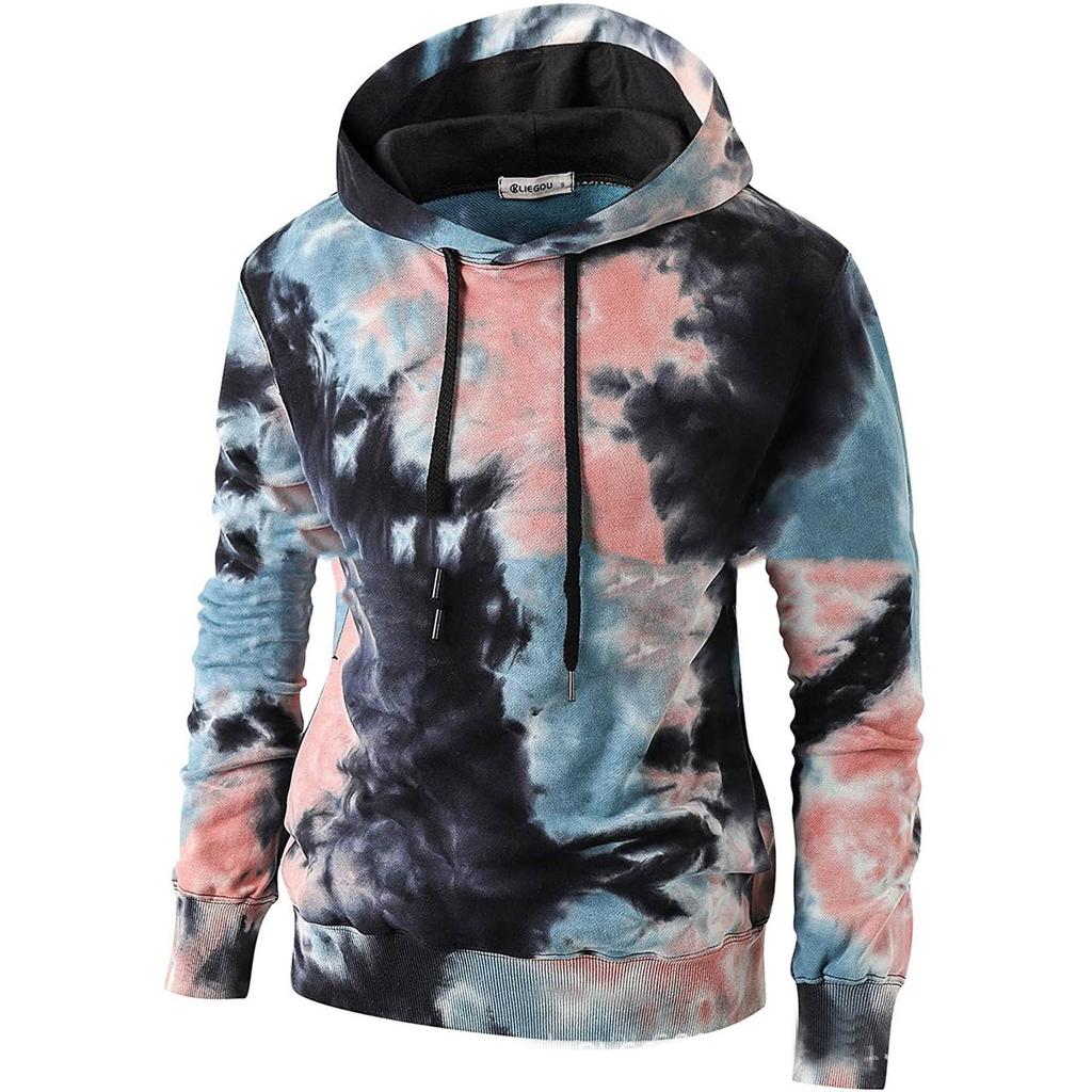 Men Pullover 3D Tie Dye Print Sweatshirt Couples Hooded Long Sleeve Women Plus Size Loose Hoodie