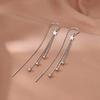 925 Silver Star Tassel Earrings Long Five Pointed Star Round Bead Fashion Jewelry Bridesmaid Gift