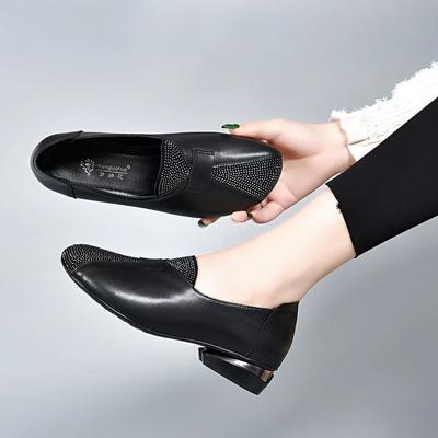 Svarte Tacan Dames Klassiske Høykvalitets Svarte Firkantede Hæler Dames Fritidskomfort Belte Hælsko Sko for Kvinner