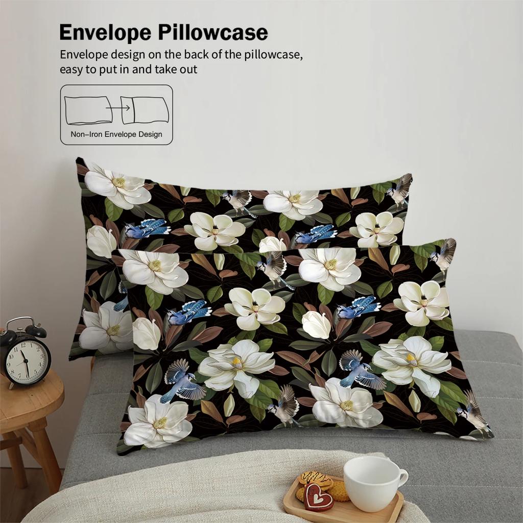 3-piece natural floral pattern printed down duvet cover (1 duvet cover+2 pillowcases, no core) bedding set