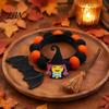 Photogenic Pet Collar Design Halloween Pom-pom Cat Collar, Adjustable Cute Pumpkin Bat Witch Dog Orange And Black Pom-poms for Cats Dogs