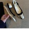 Early spring single shoe girl 2025 new retro fairy evening ballet flat bottom shallow mouth gentle one pedal commuting ladyshoes