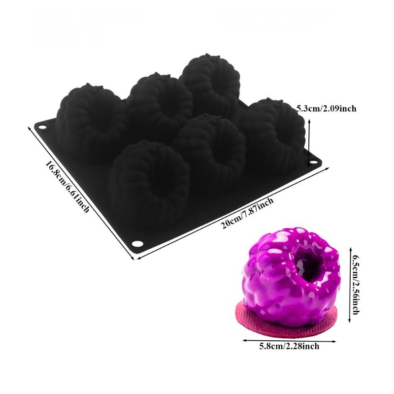 

Raspberry Shaped 6 Cavity Silicone Baking Mold for DIY Chocolate Cake Making - Perfect for Baking Enthusiasts чорний