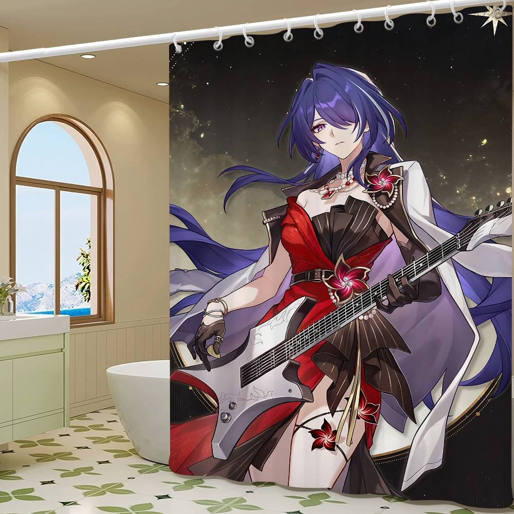 Honkai Star Rail Game Simple Shower Curtain Bathroom Shower Curtain Easy To Clean And Scrub Polyester Waterproof Light Opaque