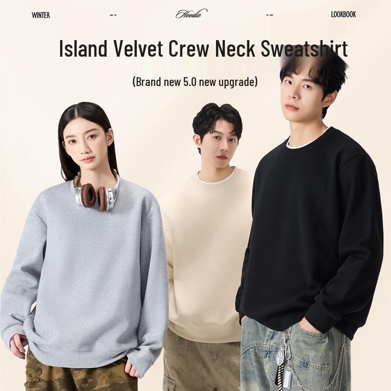 MINISO Men's American Loose Fit Fleece Pullover Crewneck Sweatshirt